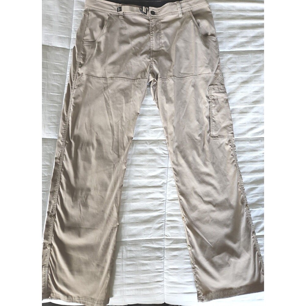 Prana Stretch Breathe Hiking Belted Cargo Pants Beige Men's 38x32 XL Tan Beige